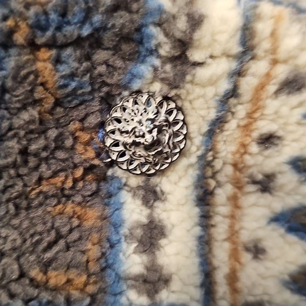 POL Patchwork Sherpa Hooded Shacket Sz L NWOT - Picture 4 of 8